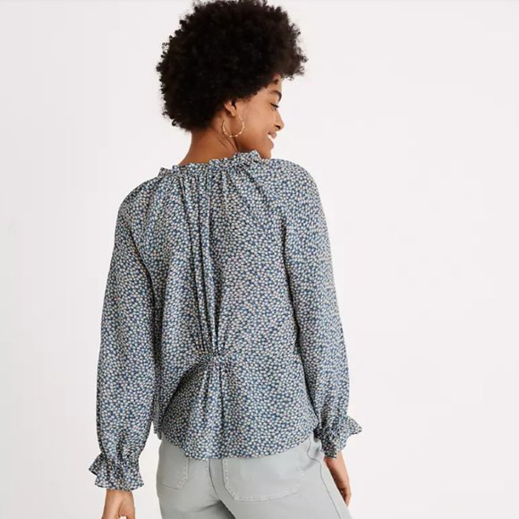 Madewell Silk Poet Top in Bitsy Floral Size Large - Picture 2 of 7